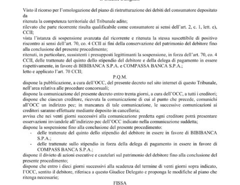 Delega di pagamento — Cessione del quinto e delega di pagamento sospese subito: il Tribunale di Teramo apre la r