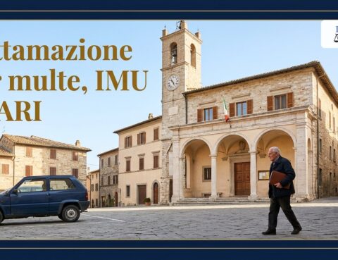Comuni aderenti alla rottamazione quinquies: la piazza di un piccolo comune con il municipio