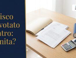 Voto contrario del Fisco nel concordato minore: scrivania con un fascicolo, una lettera e una calcolatrice